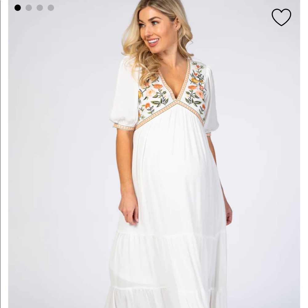 PinkBlush Embroidered Maternity Midi Dress